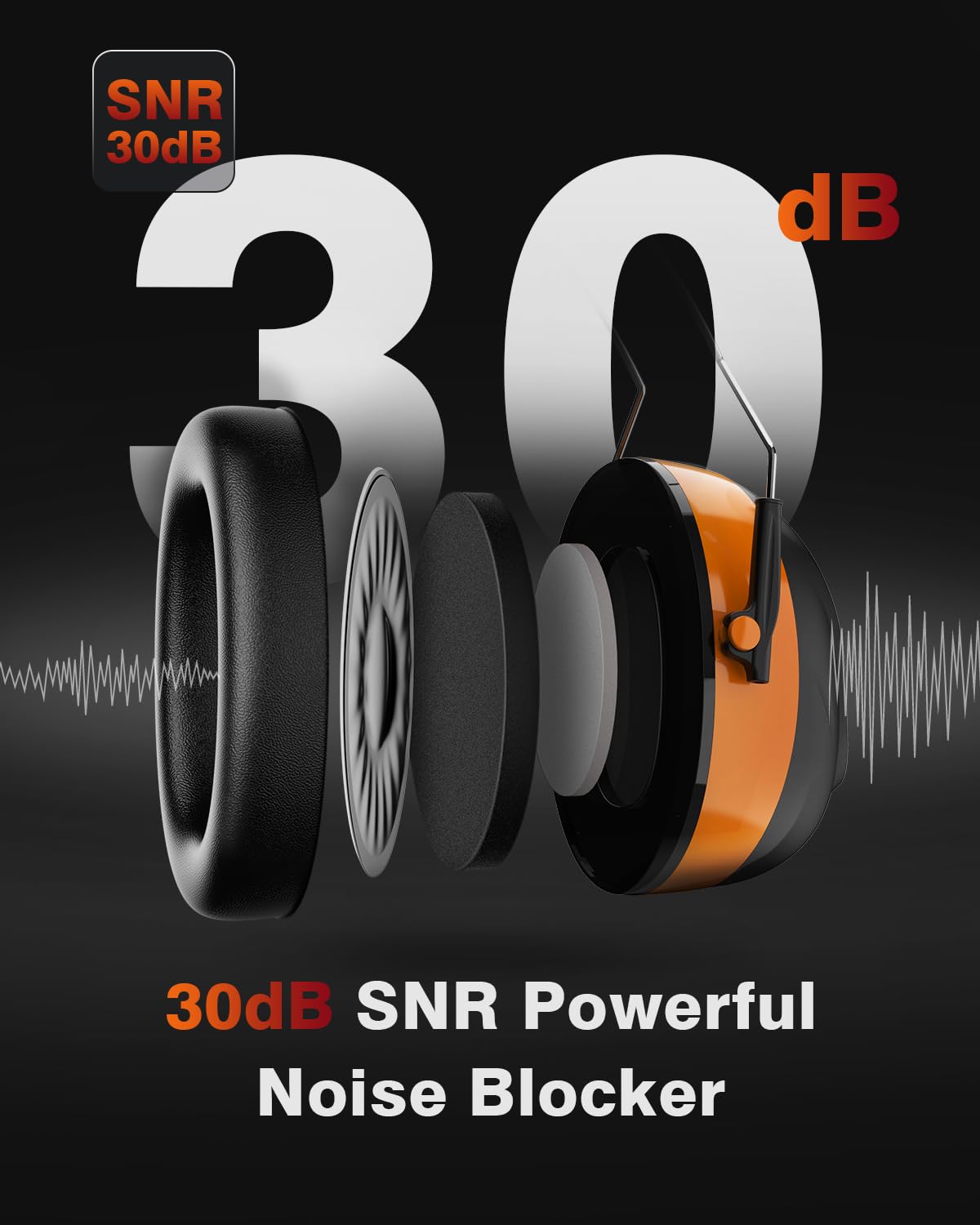 Qozybuds Auriculares Bluetooth 5.4 con protección auditiva con 120 horas de tiempo de trabajo, 30 dB SNR, batería recargable de 1200 mAh, reducción de ruido, orejeras de seguridad para cortar el