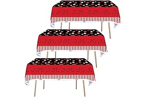Mouse Tablecloths for Parties - 3-Pack Black and Red Mouse Head Plastic Table Cover