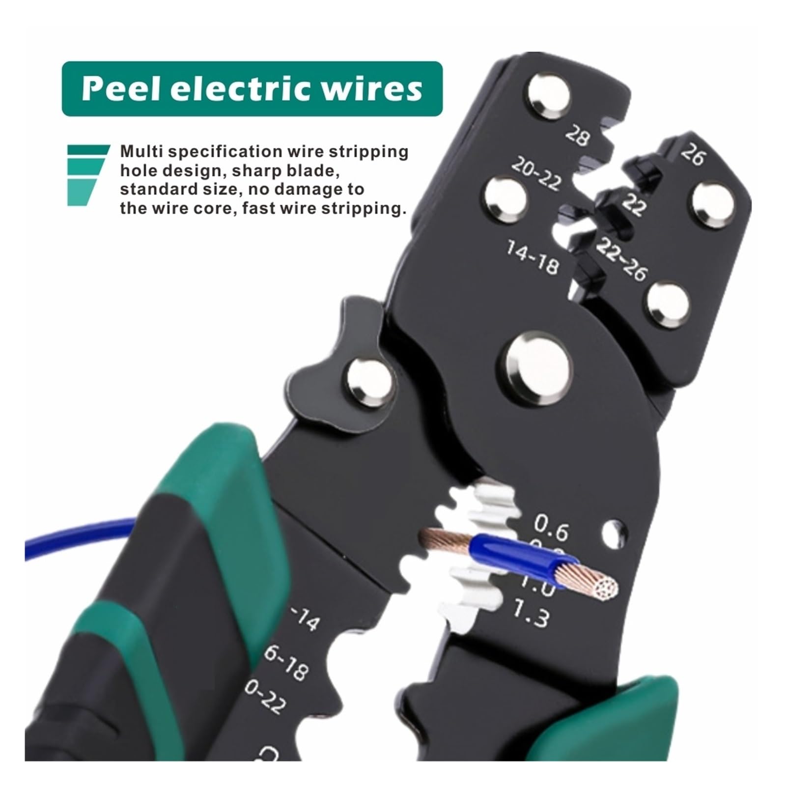 Herramienta De Prensado Alicates Pelacables Cortador Crimpadora 10-26AWG Terminal Cordón Tubo Cuadrilátero Crimpeado Preciso