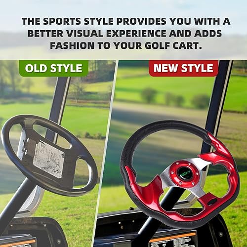 Vista 30 de RASTP Volante de carrito de golf de 12.6 pulgadas/12.598 in para Club Car DS y Club Car Precedent EZGO Yamaha Carritos de golf, rojo Estilo B- Rojo