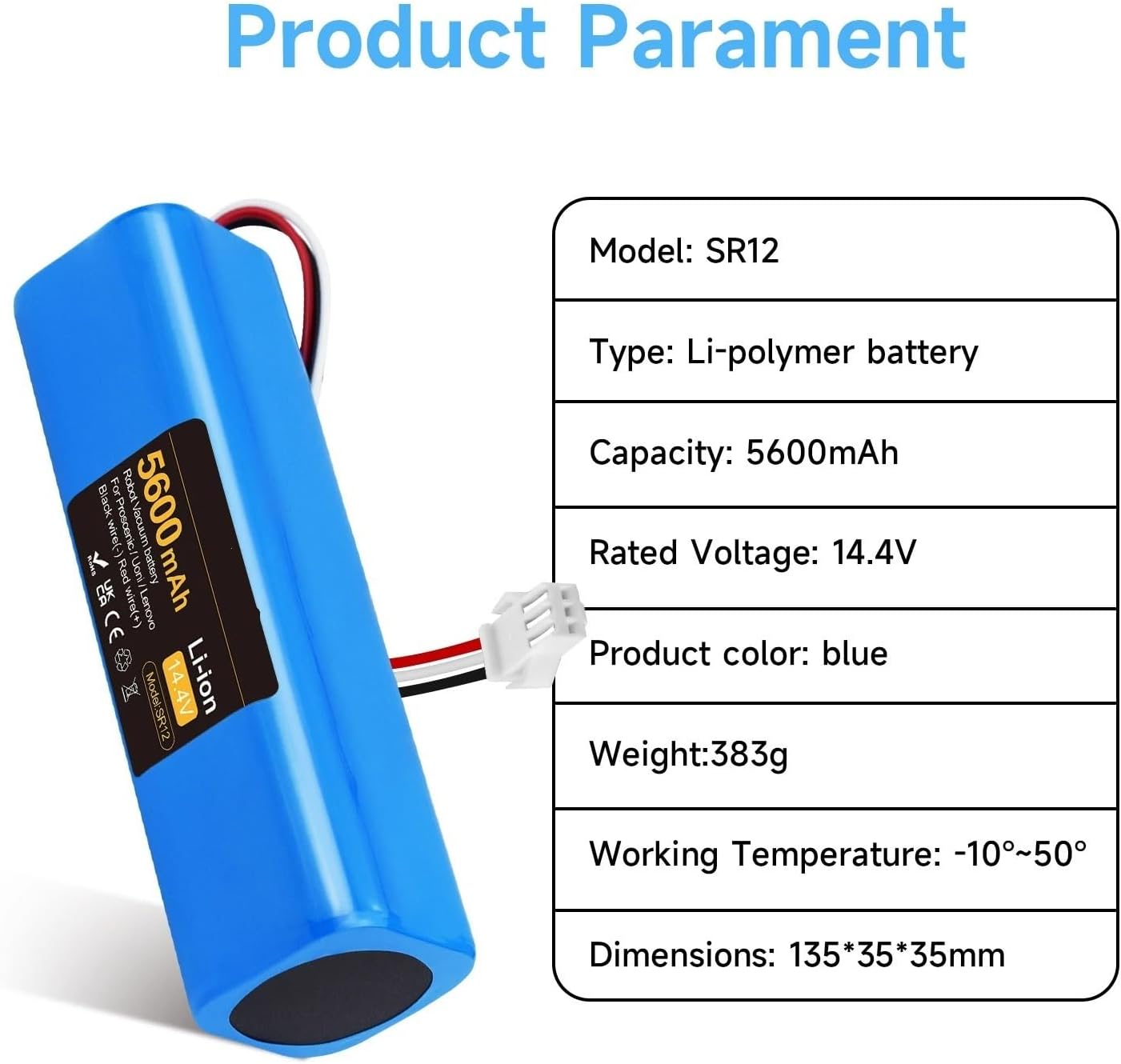 14.4V Li-ion Robot Vacuum Cleaner Battery, Compatible For Haier, TAB-T530S, Compatible For Lenovo, LR1