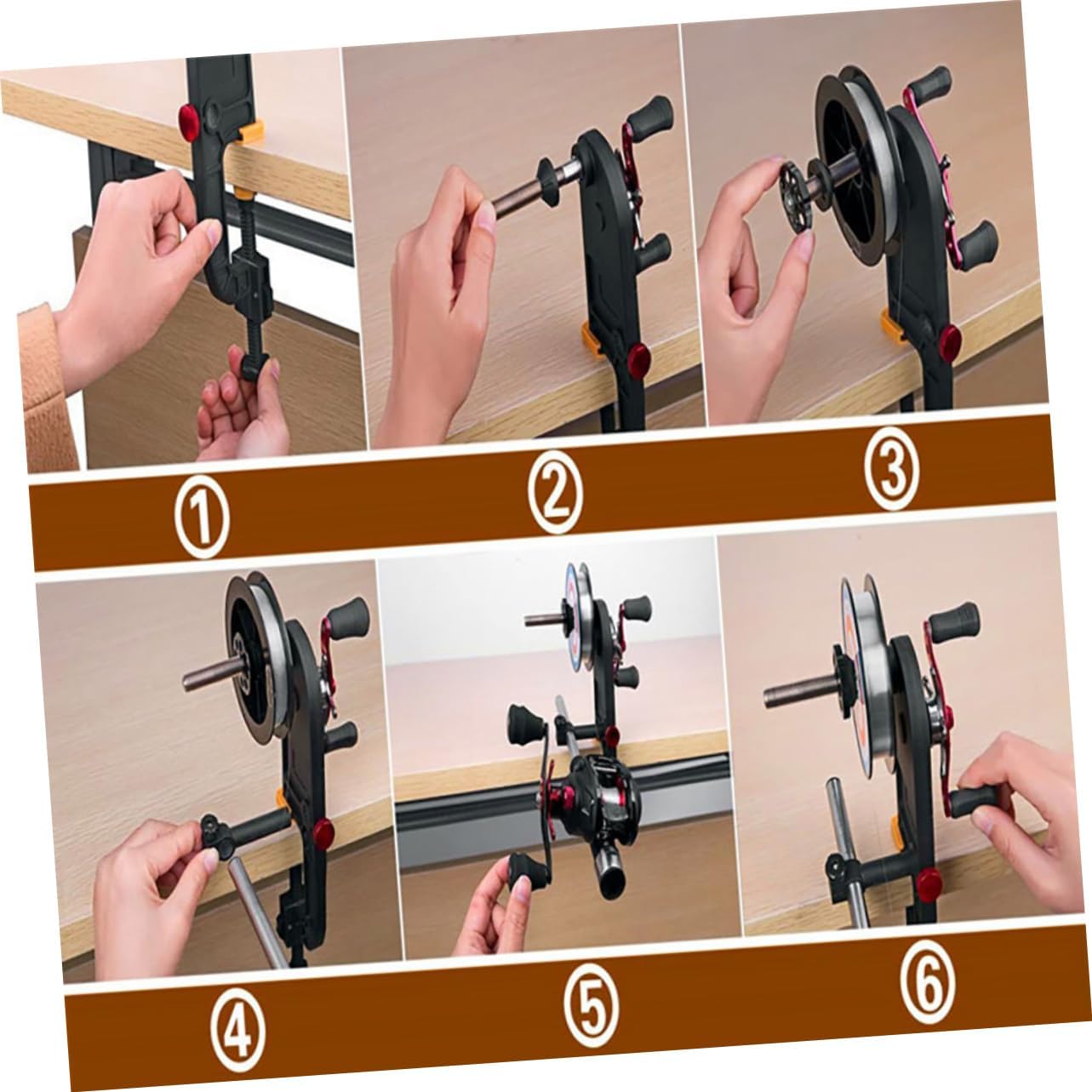 Fishing Line Spooler System Reel Spooling -45mm Variable Range Comfortable Operation Anti-Slip Front Clip