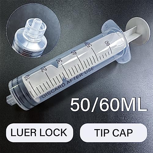 60ml luer lock syringe 4 pack large plastic sterile syringes without needle for liquid oral measurement dispensing with cap 50ml60cc