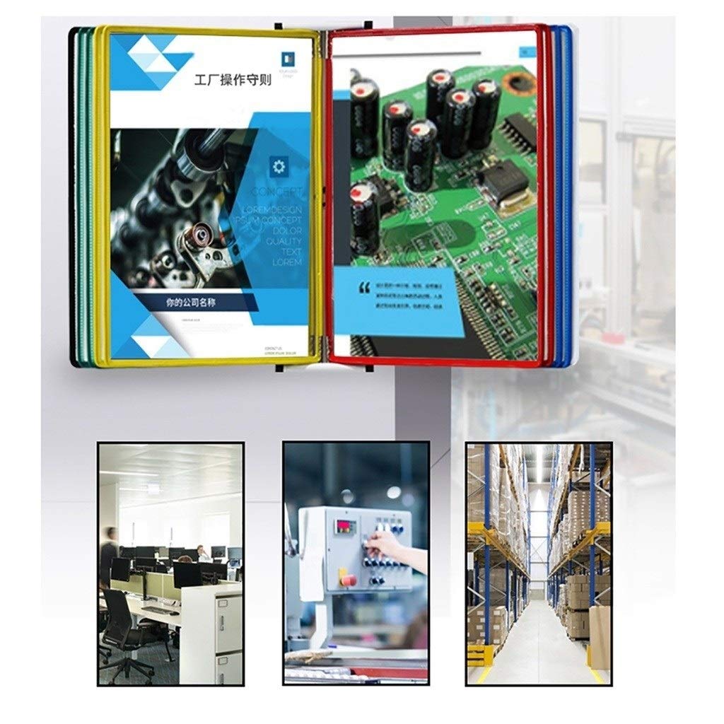 Biurkowy system referencyjny z 10 dwustronnymi panelami na dokumenty A4 Twarda teczka montowana ścianie w różnych kolorach(Blue)