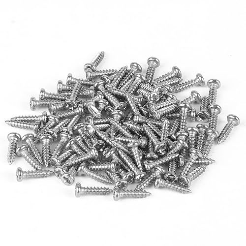 Paquete de 100 tornillos autorroscantes de cabeza redonda Phillips de acero inoxidable M2 x 0.315 in