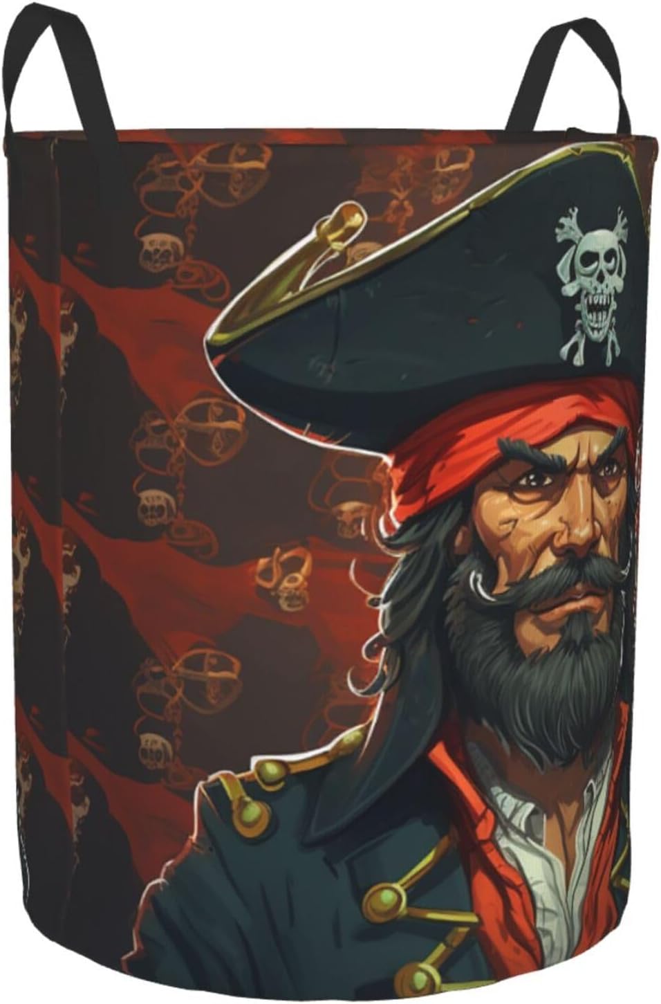 Pirate Captain Laundry Basket With Handles, Foldable Laundry Hamper Oxford Cloth Dirty Clothes Basket Waterproof Clothes Toys Storage Bin Organizer for Bedroom Bathroom Dorm