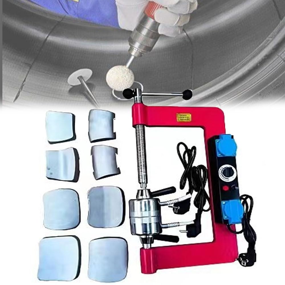 Macchina per la riparazione di pneumatici, sistema di vulcanizzazione sottovuoto automatico da 500 W con 8 stampi, kit di strumenti per la riparazione di pneumatici e riscaldamento, intervallo di