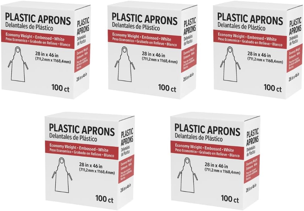 Disposable Food Service Aprons – 500 Pack (5 Cases), 28x46, Waterproof White