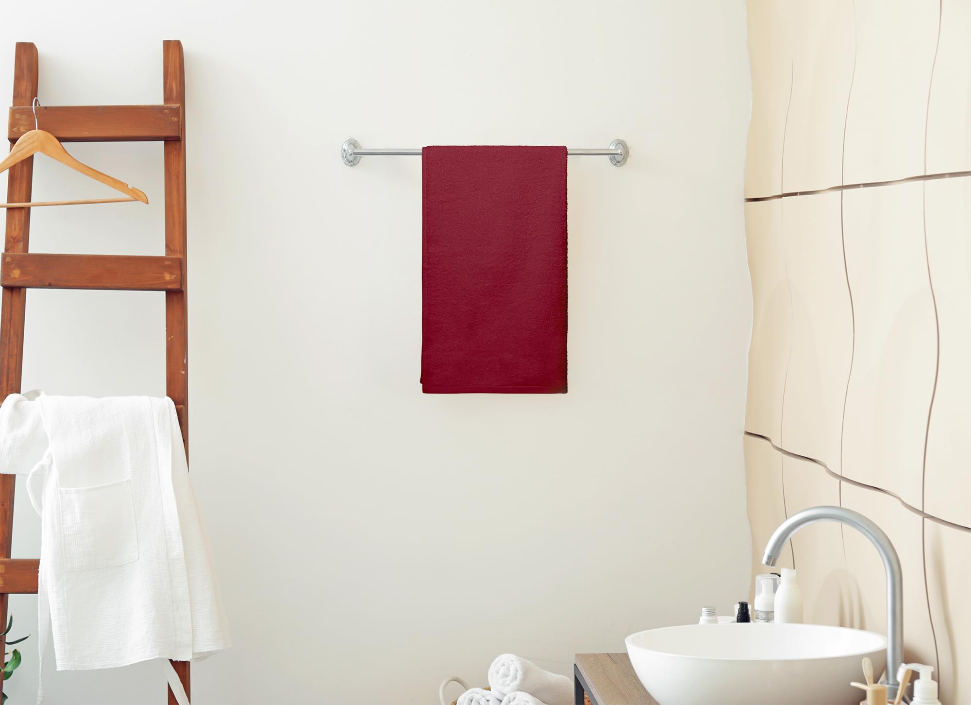 IlGruppone Set 10 Teli Asciugamani in Cotone Professionali 50 x 95 Cm Vari Colori qualità Hotel 350Gr Salviette Tinta Unita Salvietta Spugna Albergo - Bordeaux