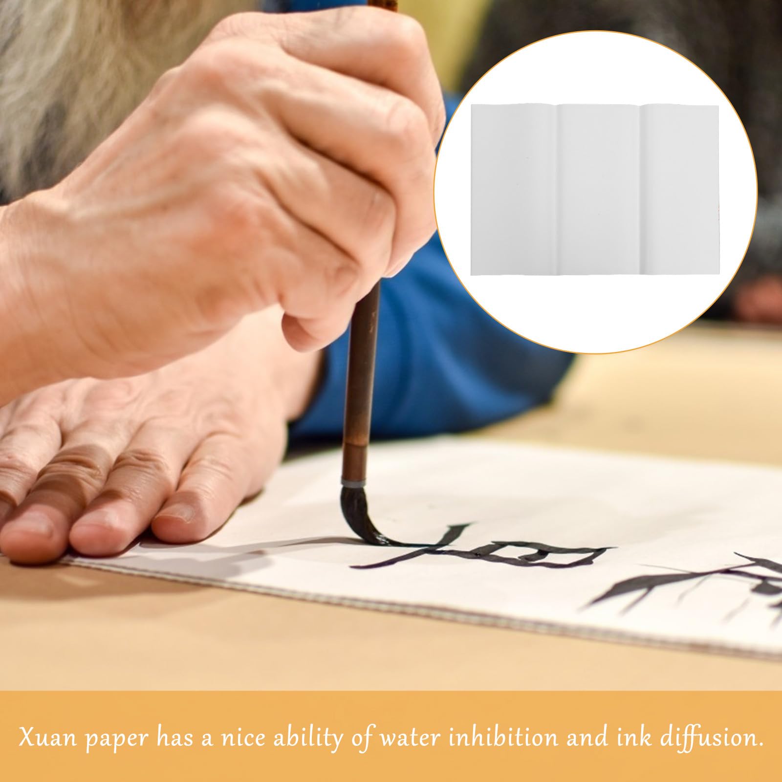 NESTINGHO 100 Feuilles de Papier à Dessin de Riz Blanc Rectangulaire Portable Multifonction pour Amateurs et Débutants de Calligraphie Chinoise