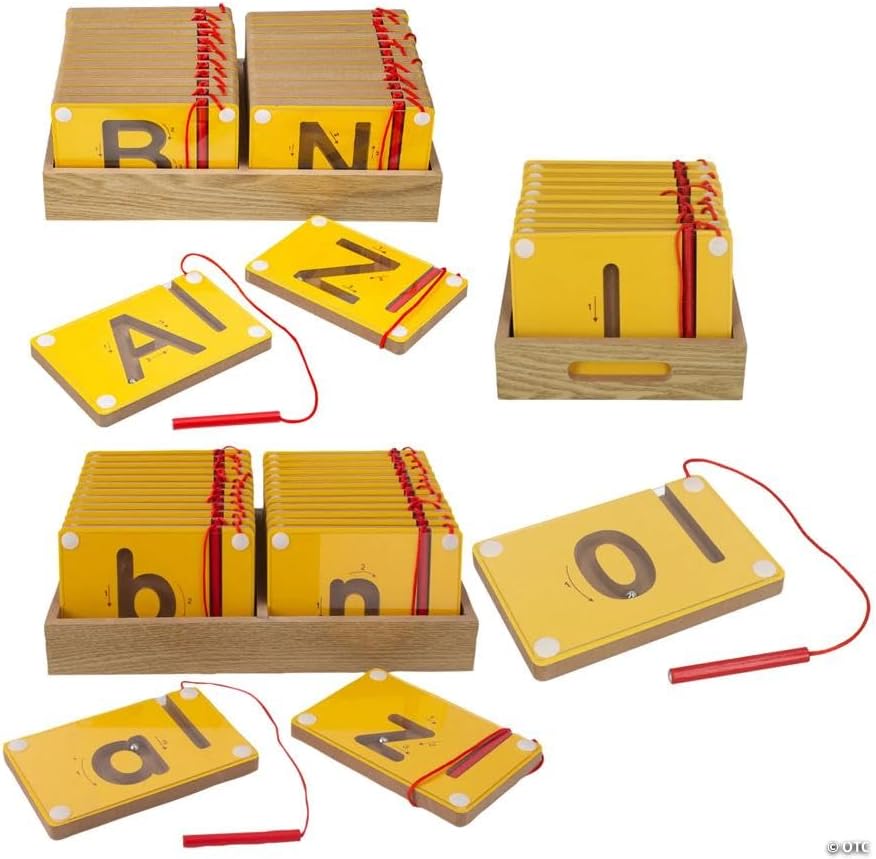Fun Express 13 3/4" x 9 3/4" Letters & Numbers Wooden Tracing Boards Bundle - 62 Pieces