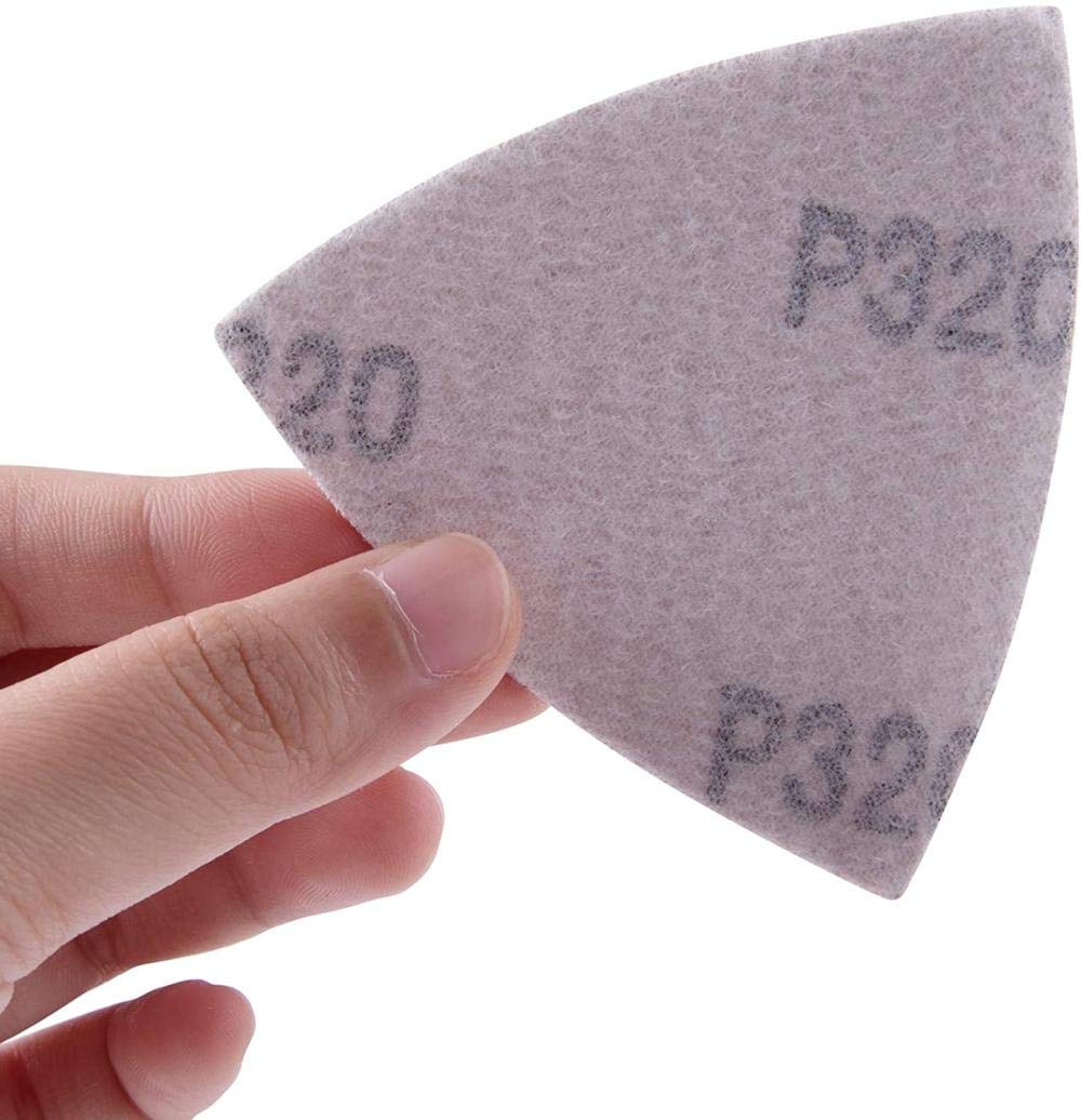 100 hojas triangulares de lija triangulares con gancho de papel de lija que se ajustan a la almohadilla de lijado oscilante multiherramienta de 3-1/8 pulgadas, grano 40-400, mixto 1