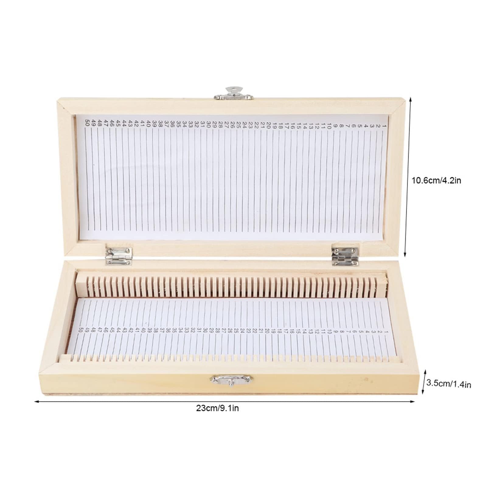 Coffret en Bois pour Lames de Microscope 50 Diapositives Boîte de Rangement 23x10,6x3,5cm