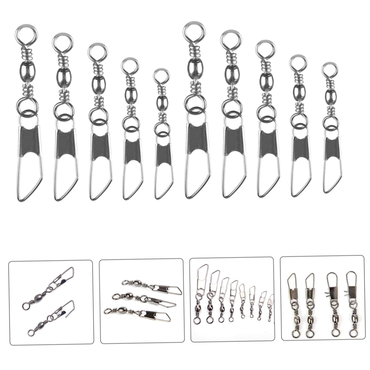 POPETPOP Anzuelos De Pesca con Anilla De Ocho Caracteres Anzuelos para Pesca Rodamientos De Bolas Eslabones Giratorios A Presión Conector De Pesca Anillos Partidos De Pesca Conector