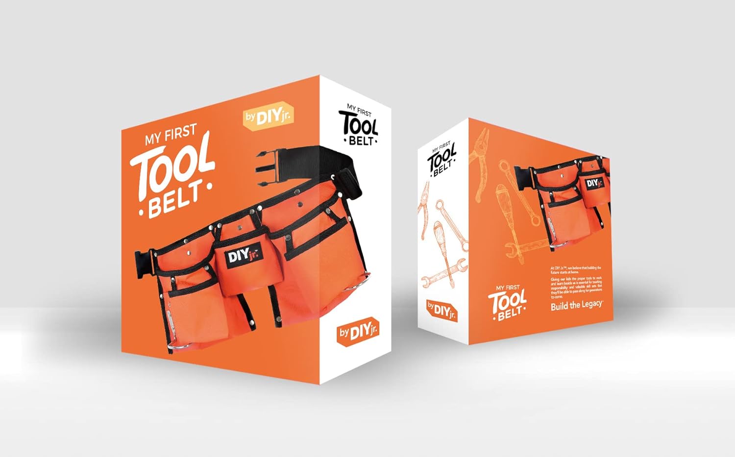 My First Tool Belt by DIYjr - Real Tool Belt for Kids Sturdy Tool Apron for Children Orange Construction Childs Toolbelt Adjustable Waist Boys and Girls Junior Carpenter Set - - 