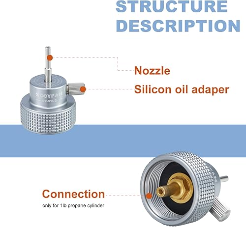 Miniatura 4 de Adaptador de recarga de propano con puerto de aceite de silicona, adaptador de llenado de propano Airsoft para gas verde