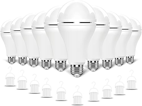 Neporal Las bombillas recargables de emergencia permanecen iluminadas cuando falla la energía en el hogar, equivalente a 15 W 80 W y 3000 K 6