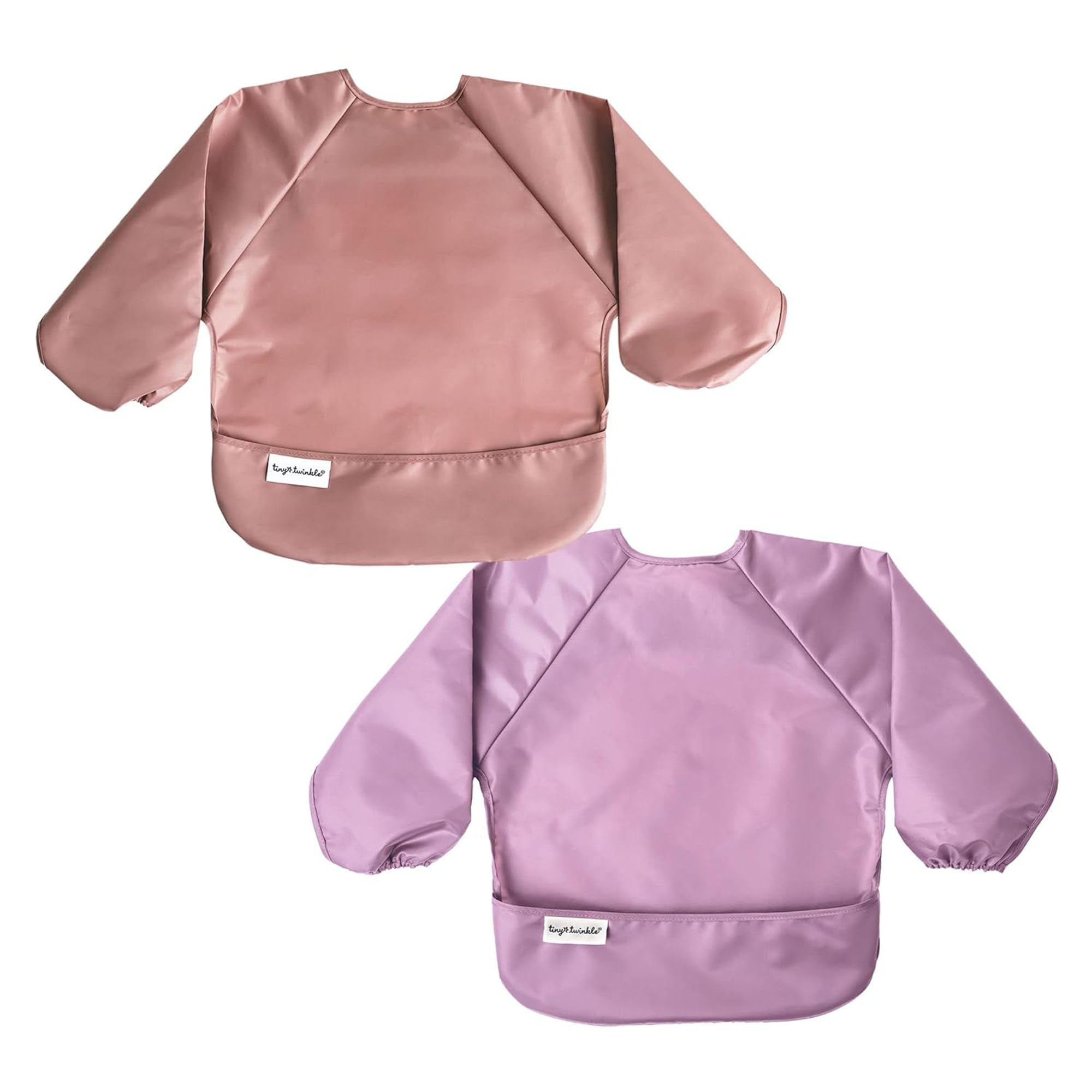 Tiny Twinkle Schmutzfestes Baby-Lätzchen, 2pk – Leichtes Kleinkind-Lätzchen – Lätzchen für Babygeführtes Abstillen, Pflegeleicht & Maschinenwaschbar mit Ärmeln