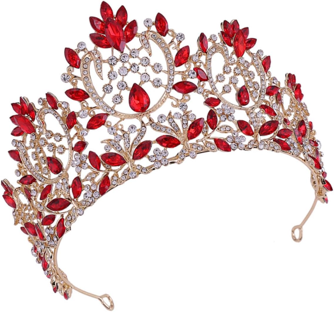Baroque Style Wedding Crown for Bride with Rhinestone Inlaid Vintage Alloy Design, Luxurious Looking Bridal Headdress for Festival Atmosphere and Cosplay