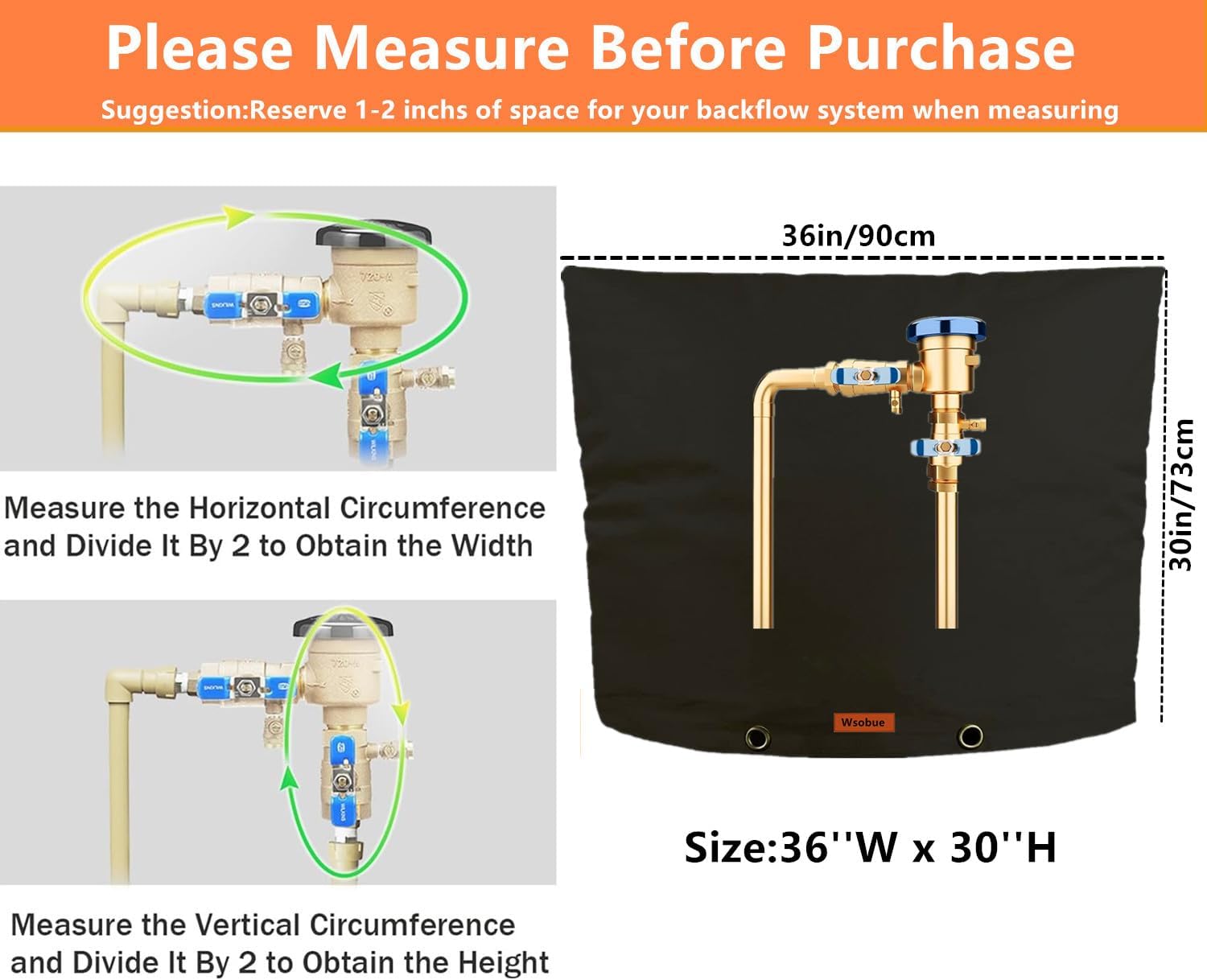 Insulated Pouch - Outdoor Pipe Insulation, Winter Well Head Cover, Sprinkler Valve Cover (Black, 36''W*30''H) Black 36''W*30''H