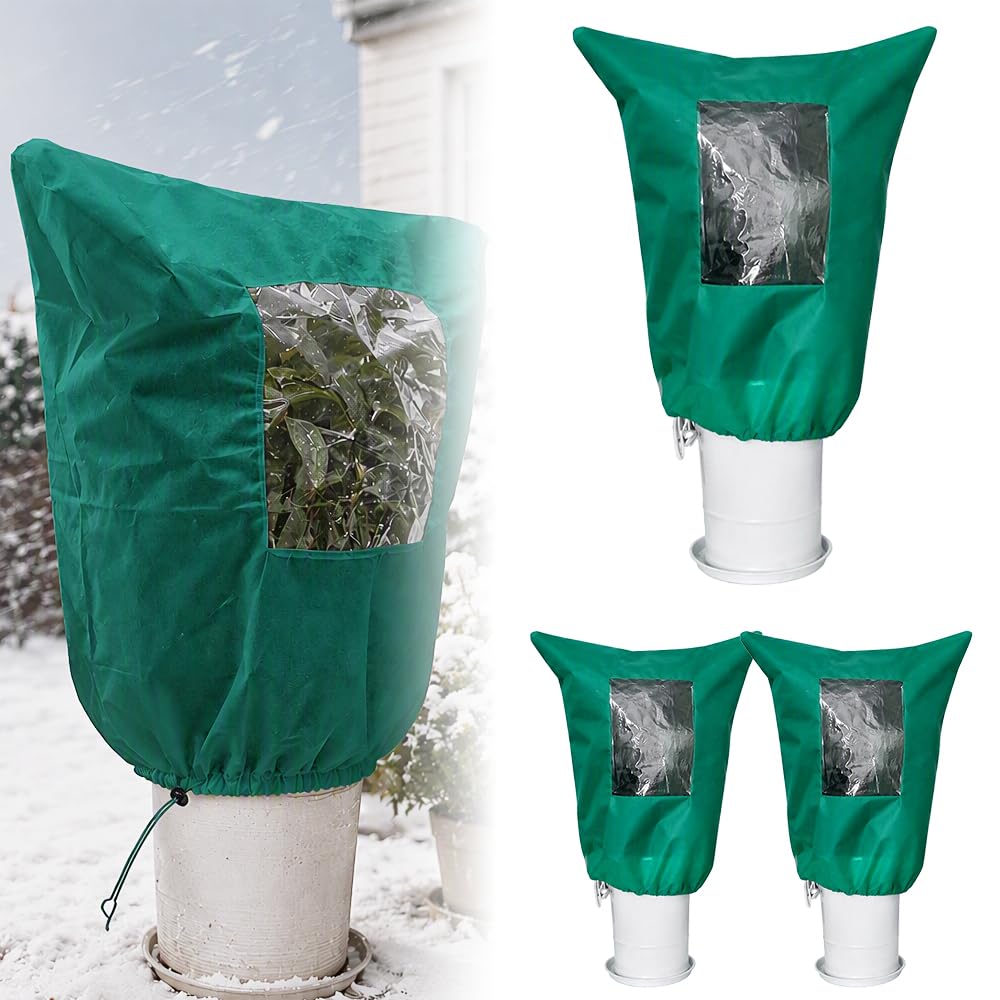 2027 New Plant Frost Protection Cover Bags with Viewing Window, Zipper & Drawstring, Reus…