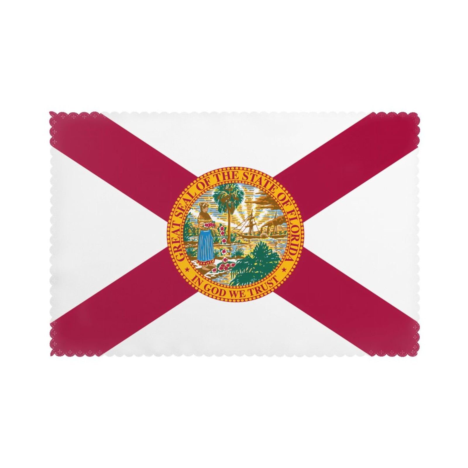 Flag of Florida Placemat set of 6, oil-proof and insulated dining table placemats, washable and wipeable.