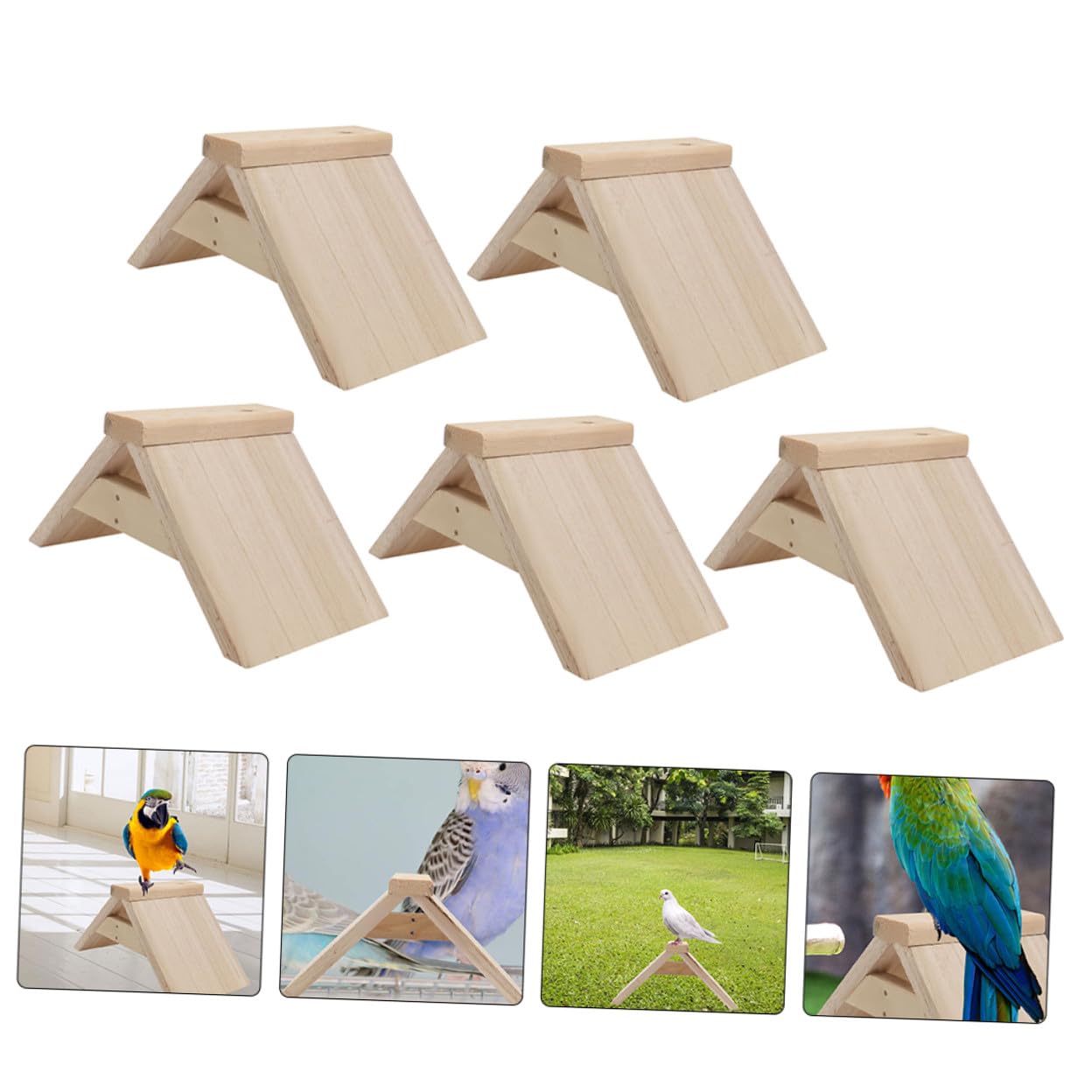 GARVALON 5 Stück Holz Vogelspielplatz für Papageien und Tauben Vogelsitzstangen Taubenschlag für Käfig und Zuhause