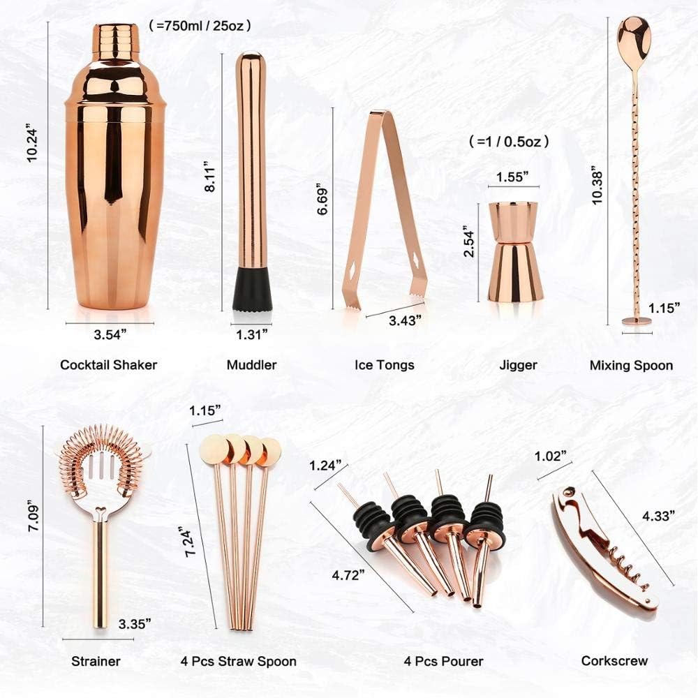 Cocktail Shaker Making Set 16pcs Bartender Kit for Mixer Wine Stainless Steel Bars Tool Home Drink Party Accessories(White-Fruit peach5)