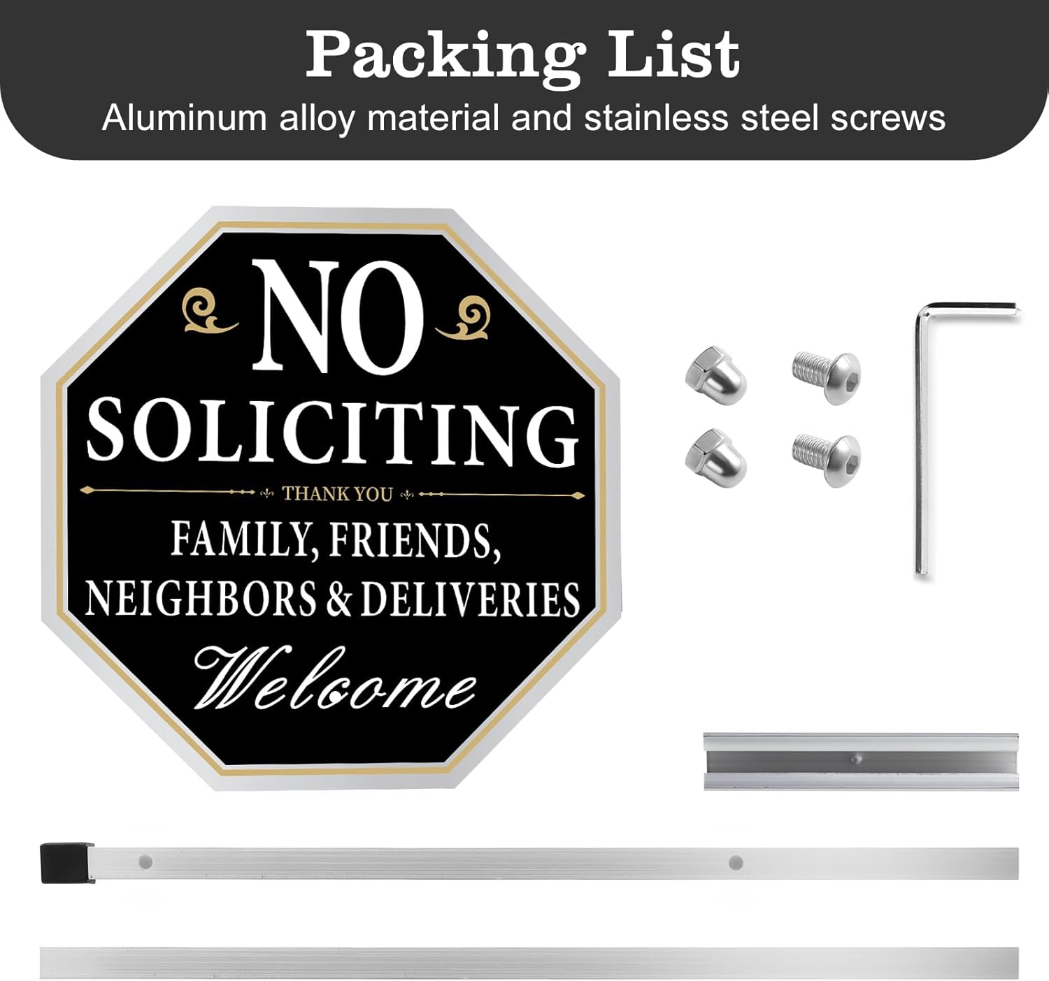 No Soliciting Sign for House with Stake, 10 x 10 Inches No Soliciting Yard Sign with 28 Inch Long Stake, Metal Aluminum No Soliciting Signs for Home, Polite No Soliciting Sign for House Funny thumbnail