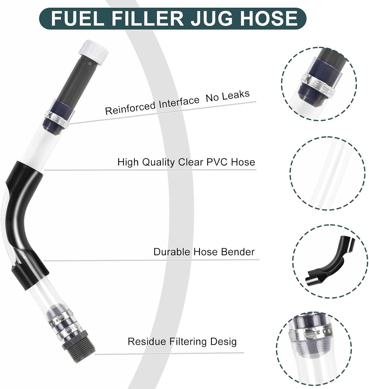 Gas Cans Racing Fuel Jug Hose Kit, fuel Can Spout for 3/5/5.5 Gallon Gas Cans, Upgraded Filter Design (3 Pack)