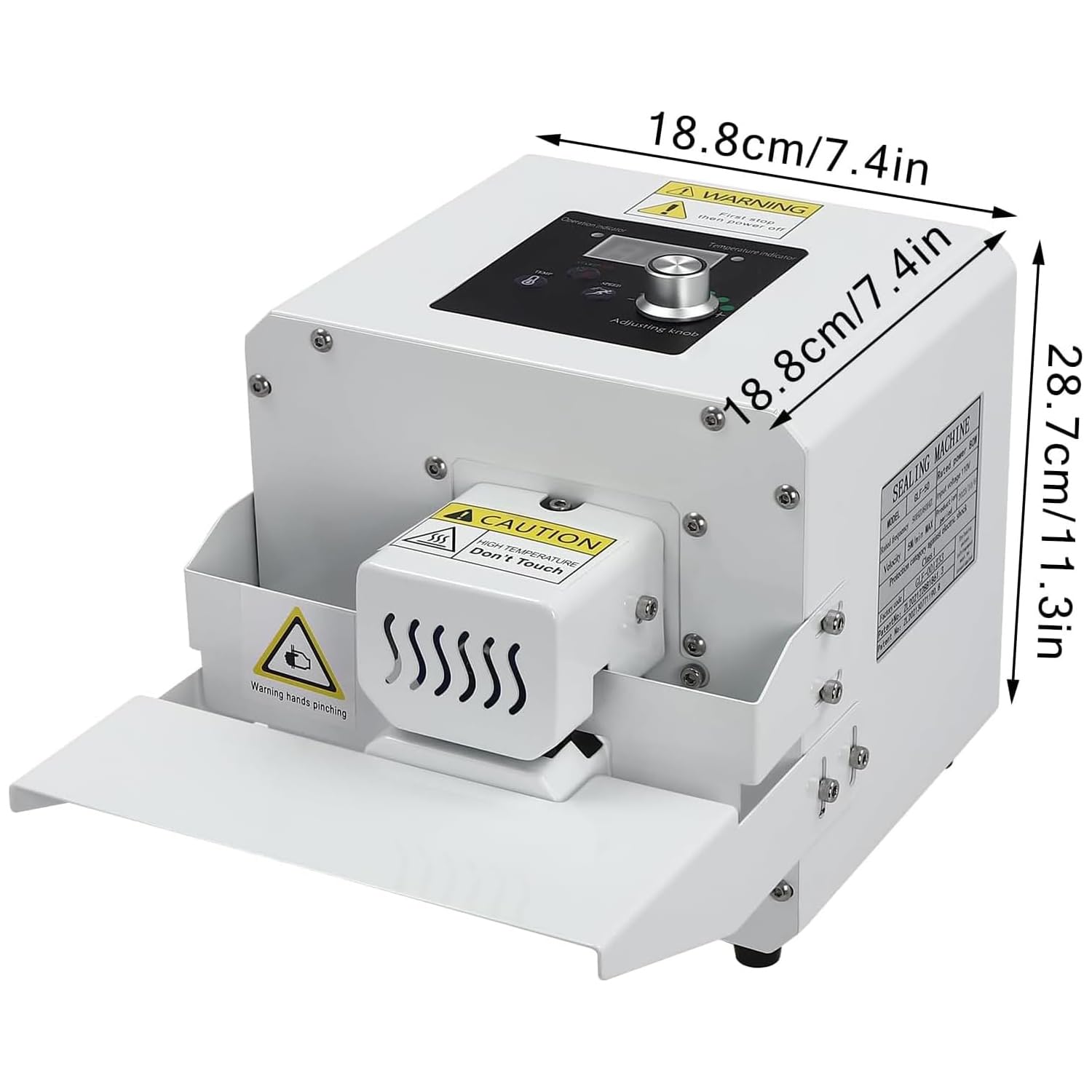 Macchina per l'imballaggio alimentare, Macchina di sigillatura a rullo, sigillatrice termica automatica per sacchetti di plastica da 80 W, temperatura 80-200 ℃, velocità 5 m/min, per film in PVC e