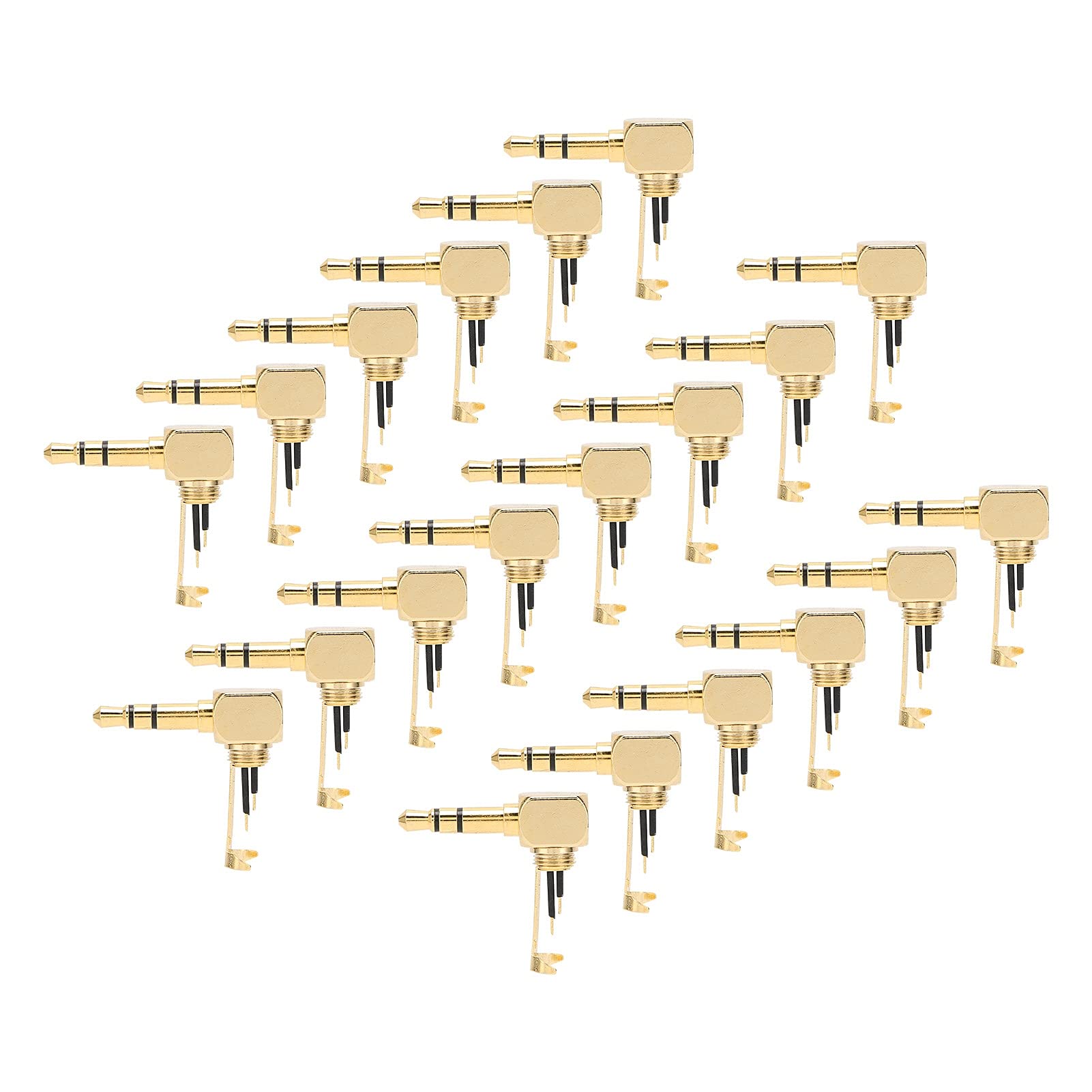 20 Piezas Adaptador de Audio de 3,5 mm de 3 Secciones Adaptador de Audio Dorado de 90 Grados en Forma de L Enchufe para Auriculares DIY