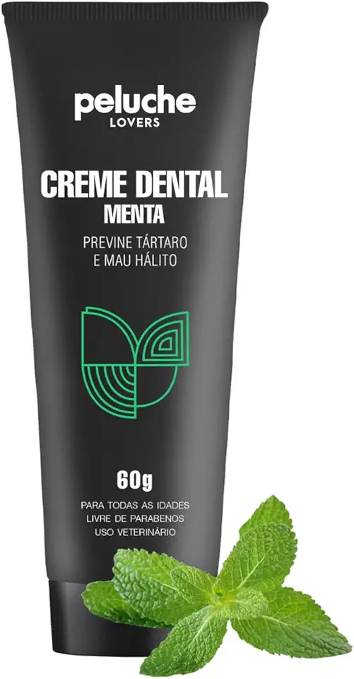Creme Dental Para Cachorro E Gatos Peluche Menta Sem Flúor