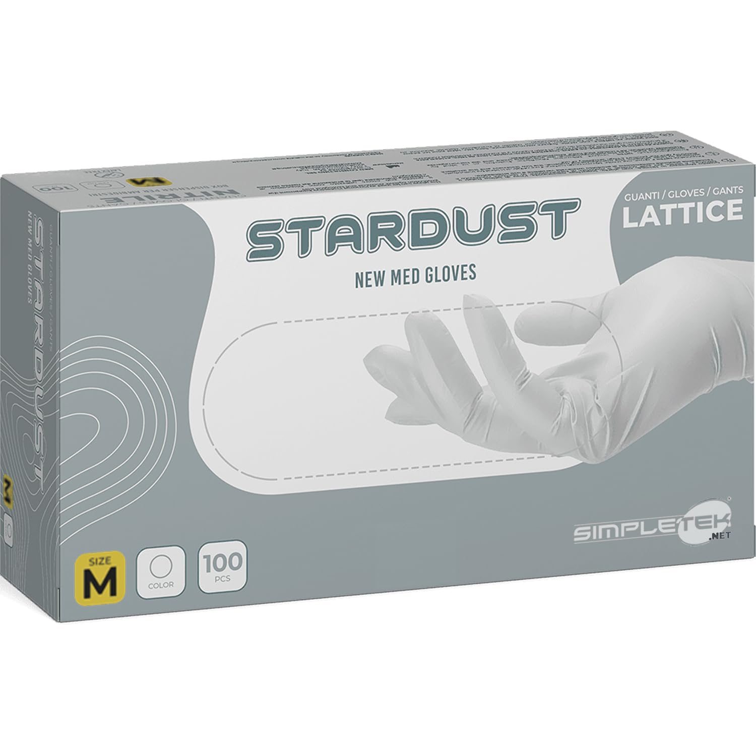 SIMPLETEK - 1000 x guantes desechables de látex natural blancos talla M Medium látex blanco no estéril DPI laboratorios médicos con talco (10 paquetes)