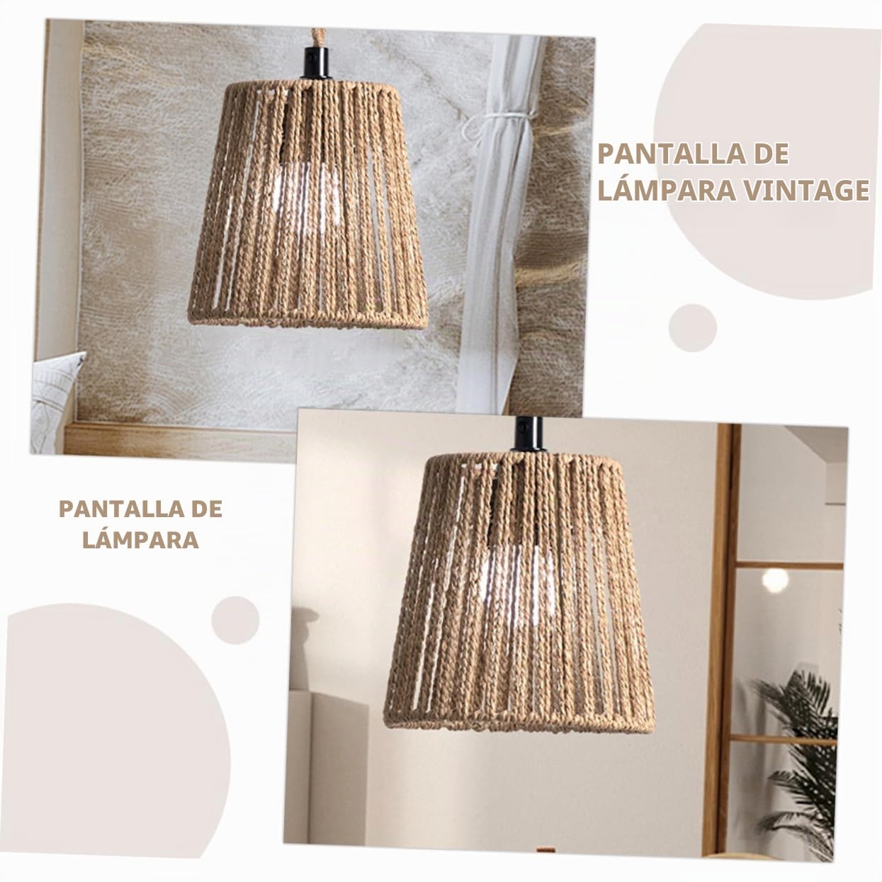 STOBAZA Pantalla De Lámpara De Mimbre y Ratán - 3 Piezas Protector De Cuerda Para Restaurante, Color Khaki