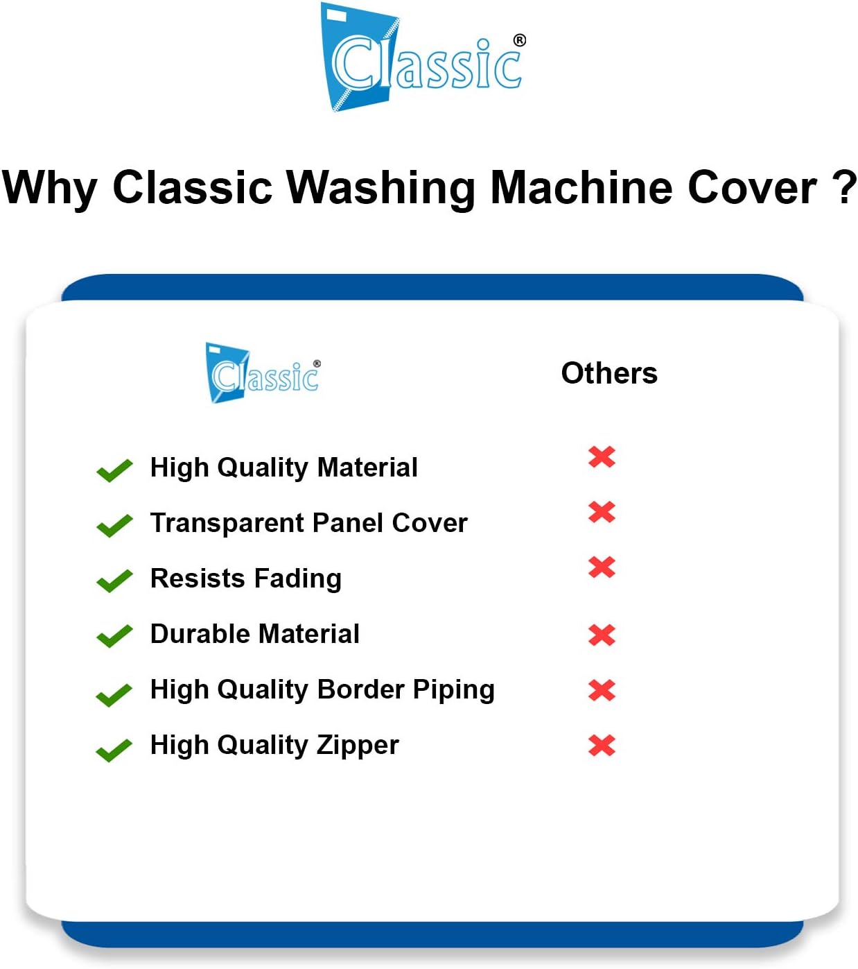 Classic LG Top Load Washing Machine Cover Suitable For 6 kg, 6.2 Kg, 6.5 Kg, 7 Kg (56cms X 56cms X 85cms)