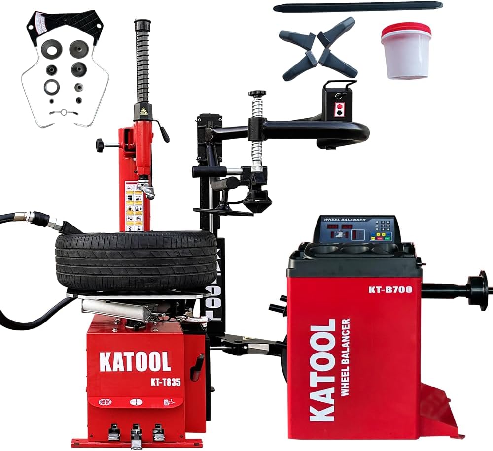 KATOOL 2.0 HP Tire Changer Machine with Bead Blaster Turn Table 28" KT-T835+KT-B700 Tire Machine Tire Changer Wheel Blancer Machine Tire Changer Machine Combo (KT-T835+KT-B700)