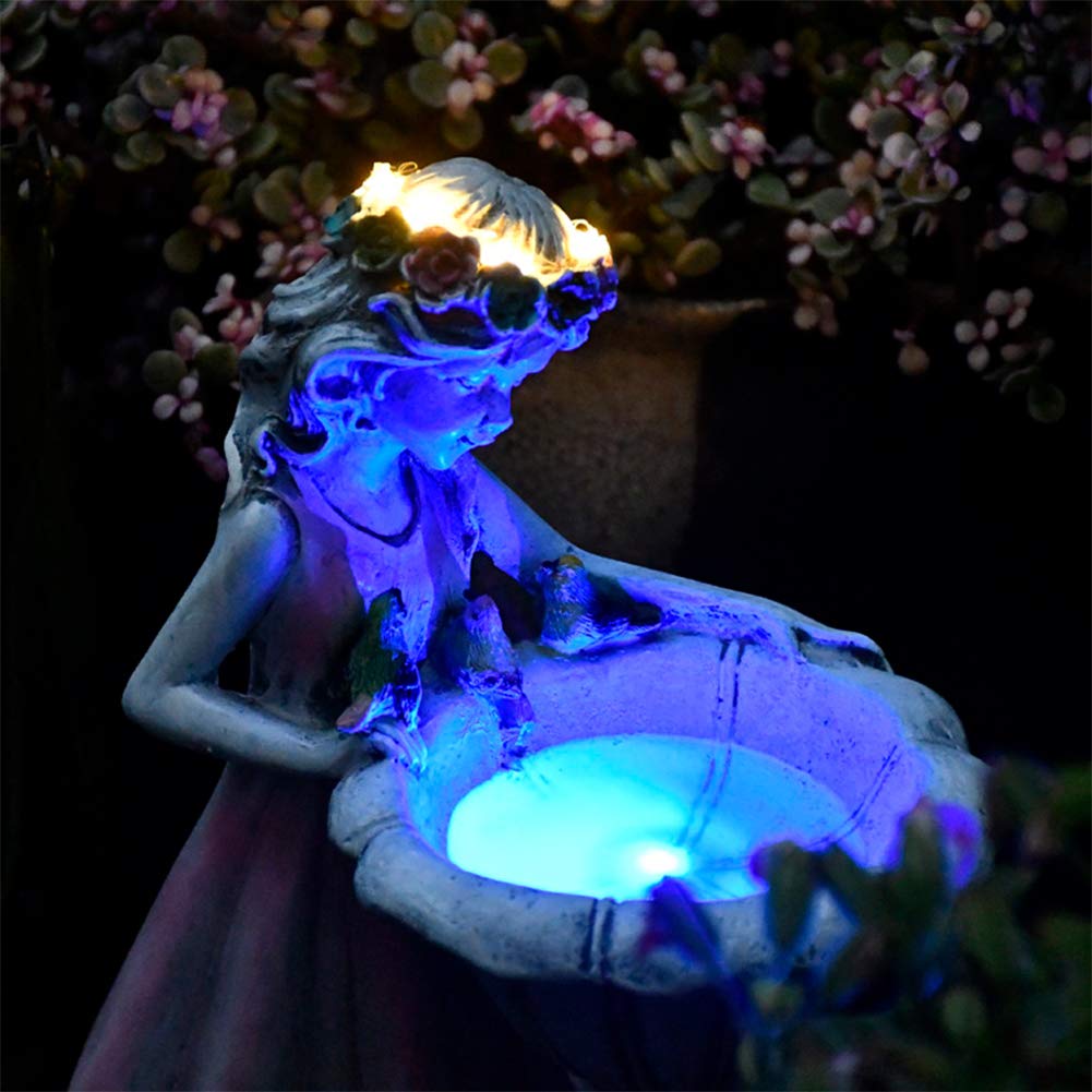Fée Ornements De Jardin Résine Figurine, pour Pelouse Cour Déco Moderne Statues De Jardin avec Lampe Solaire,Intérieur Exterieur Decoration Art Jardin Sculpture-A Grande
