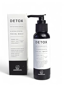 Charcoal Face Wash | Daily Detox with Activated Charcoal Cleanser for Acne | Deep Pore Cleanser Hydrates & Purifies Skin with Green Tea, Aloe Vera,Vitamin B,C, Organic ORANGE Peel,100ml