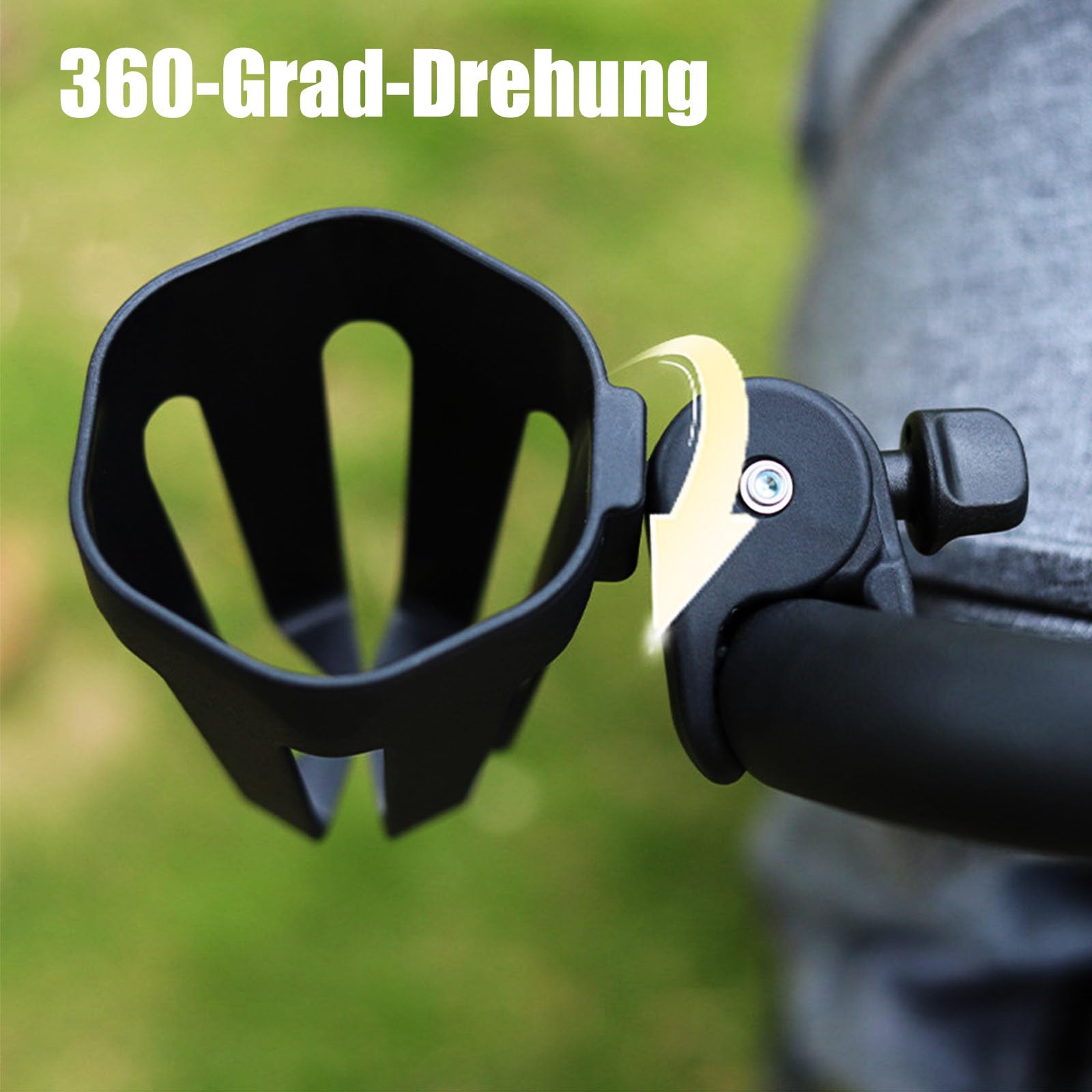XVZ Portabevande universale per passeggino, girevole a 360° gradi, per biciclette, passeggino, bicicletta, sedia a rotelle, colore nero