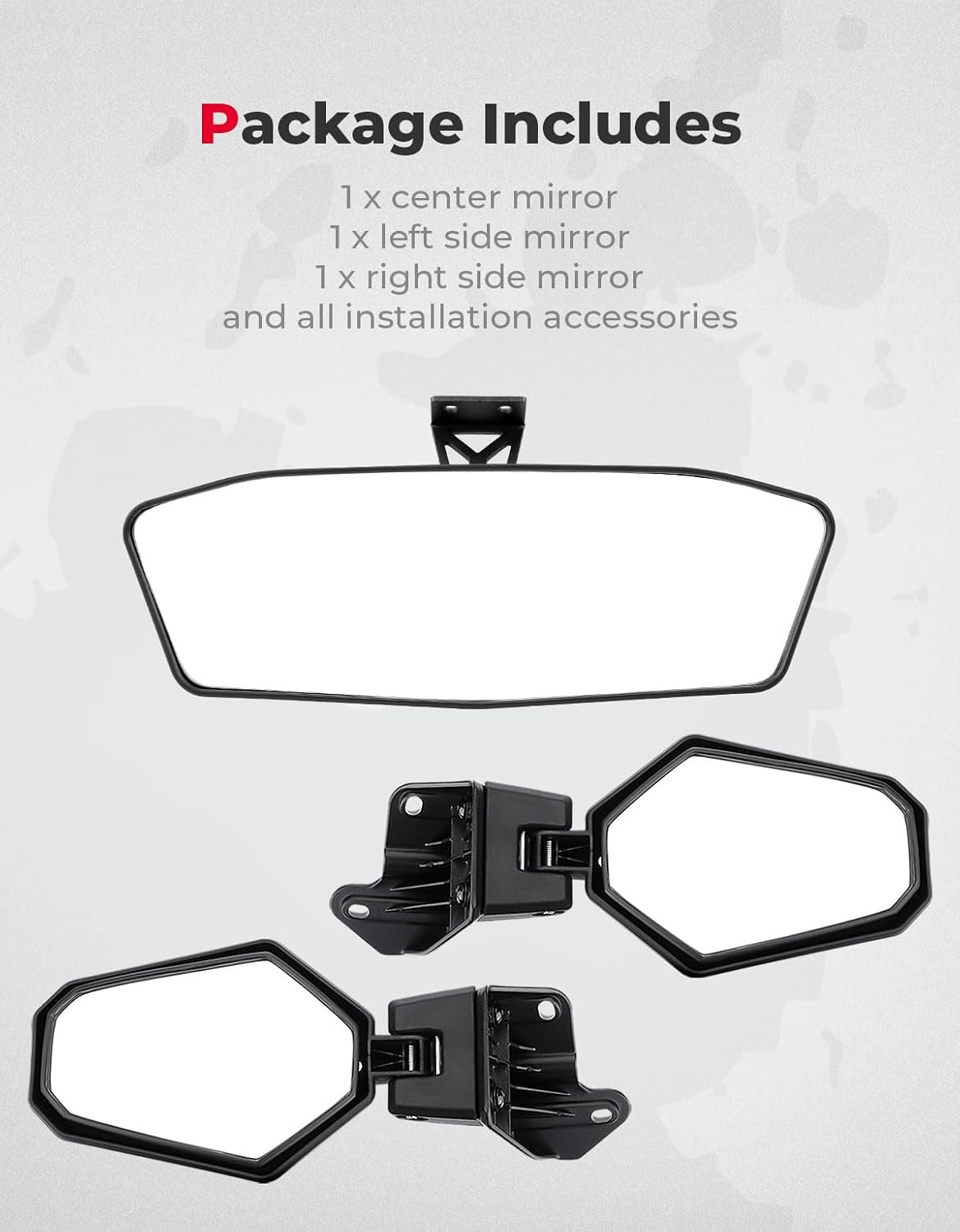 KEMIMOTO UTV Side Mirrors & Center Mirror Compatible with Can Am Maverick Trail Sport MAX 2018-2025 Commander Adjustable Rear View Mirror Replace OEM#715004924 715003638 715003639