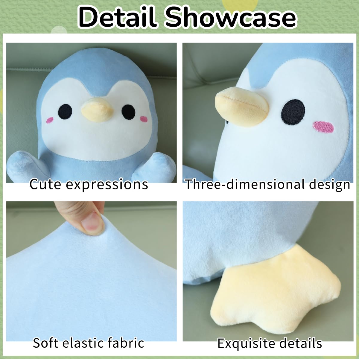 Pinguino, morbido peluche lungo pinguino da abbracciare, grande cuscino per bambini, regalo di compleanno per ragazzi e ragazze (blu chiaro, 110 cm)