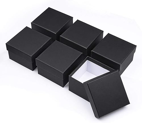 Dedoot - Caja de regalo negra, paquete de 6 cajas de regalo cuadradas con tapas, 4.13 x 4.13 x 2.87 pulgadas, caja de regalo de papel kraft para