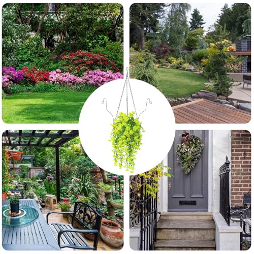 Panier suspendu fleurs artificielles pour balcon et jardin ensoleillé