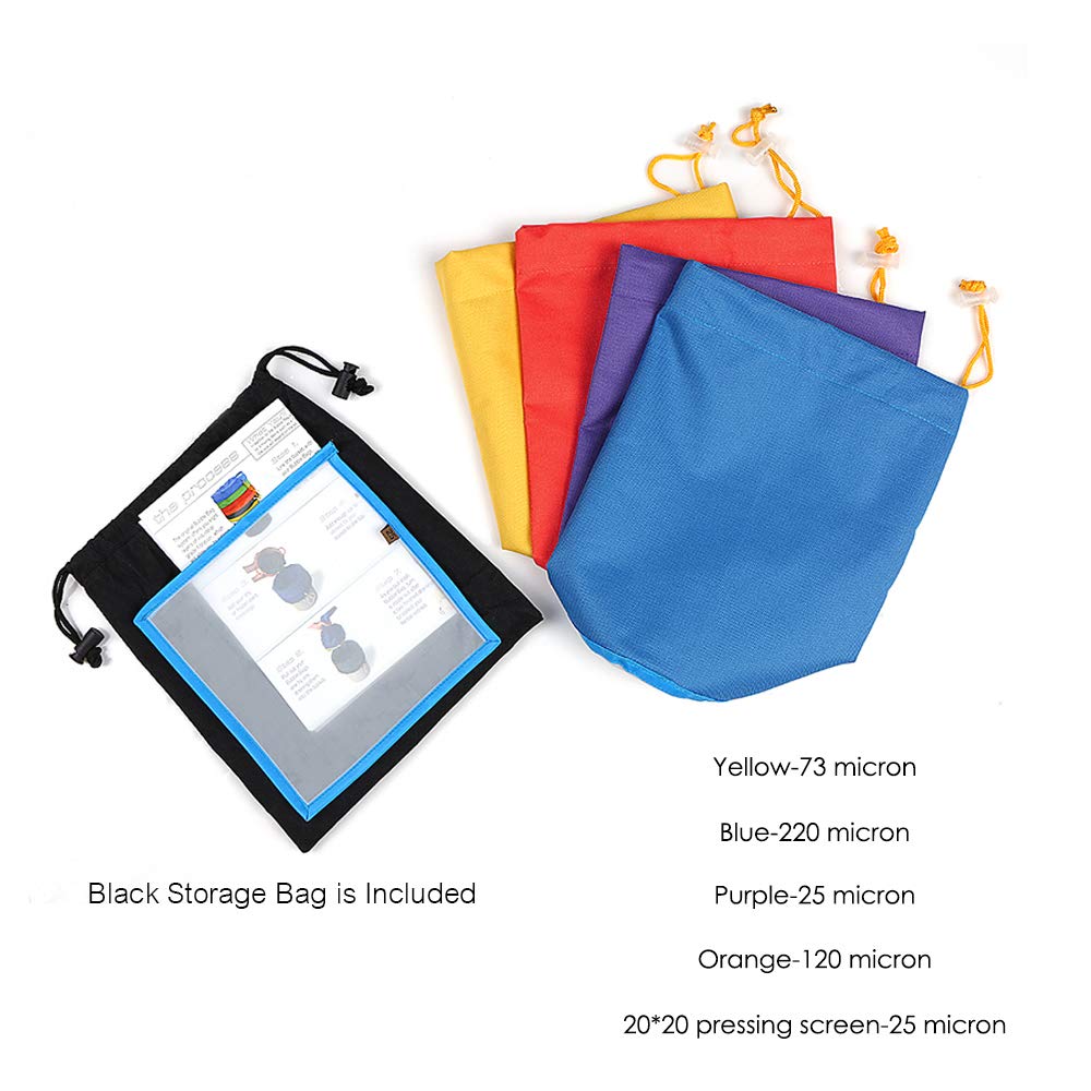 4pcs/Set 1 Galón Bolso de Filtro Bolso de Burbuja Kit de Extracto de Esencia de Hielo Herbal Conjunto de 4pcs,Bolso de Micrón Bolsas de Cordón con Pantalla de Presión y Bolsa de Transporte