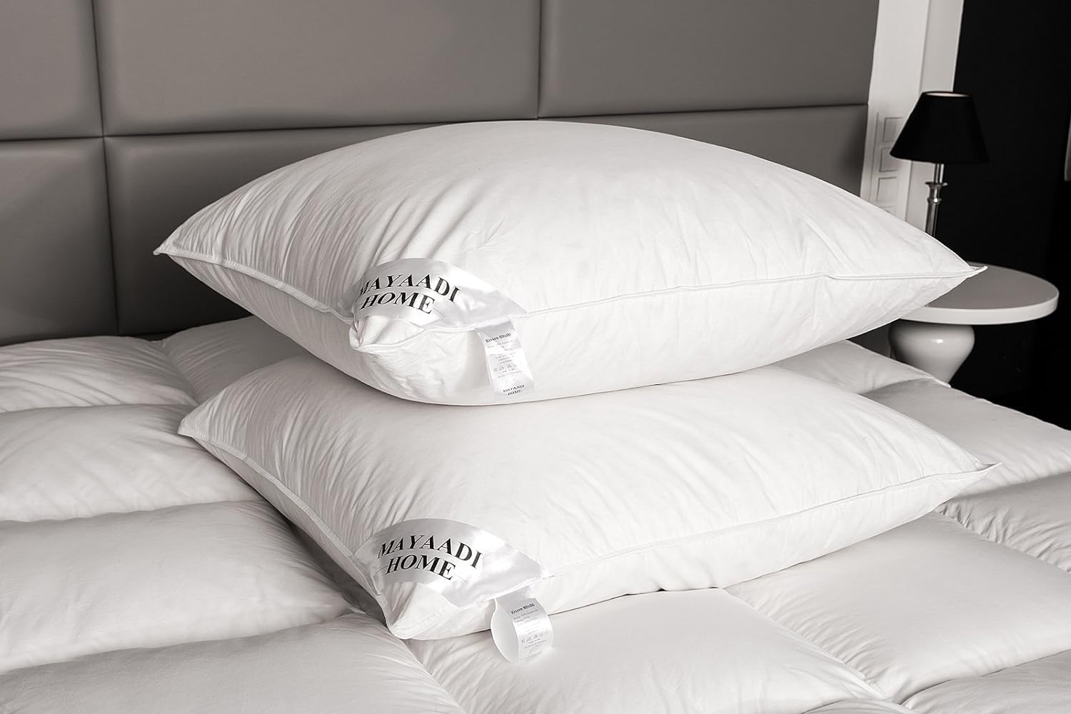 Mayaadi-Home Poduszka 80 x 80 cm | wypełnienie 1100 g, 70% puch, 30% pierze | 100% naturalna poszewka z bawełny | Made in Europe | HS9 poduszka puchowa