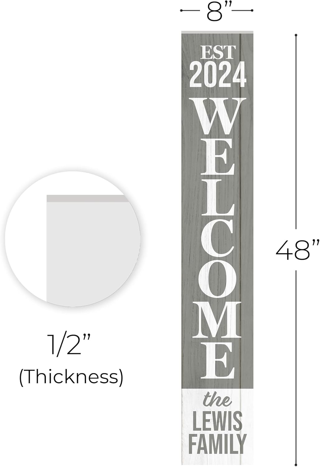 Personalized Welcome Sign for Front Door, Custom Welcome Sign for Porch Outdoor Welcome Home Decorations, 48"x8" PVC Sign (Design 19)