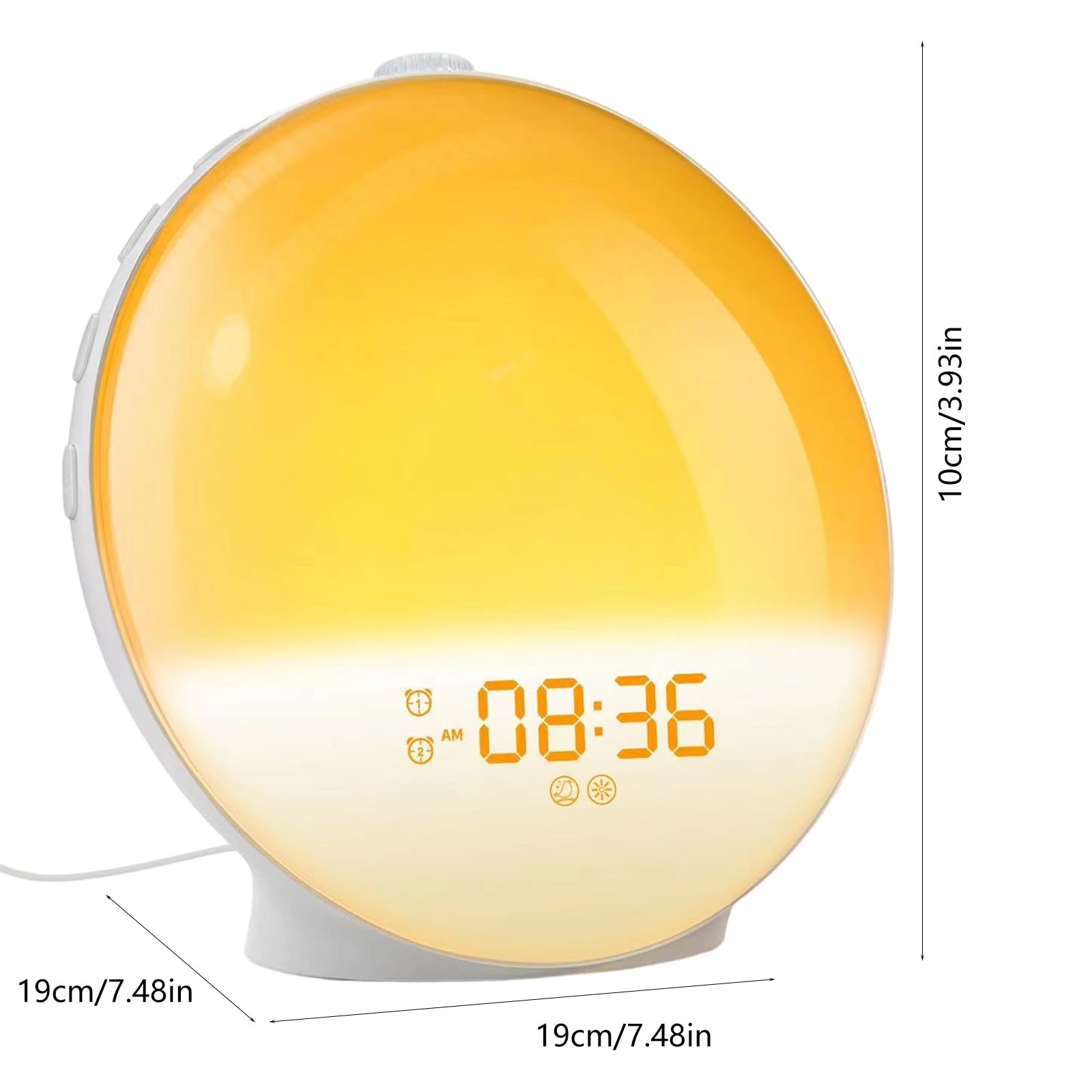 Reloj despertador digital con doble alarma, 7 sonidos naturales, lámpara de estado de ánimo que cambia de color, luz nocturna con sonido de alarma múltiple