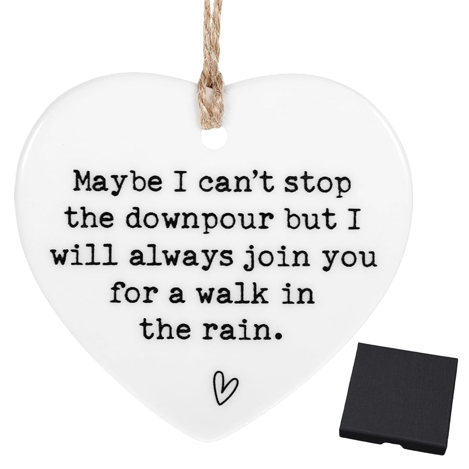 Cheer Up Gifts for Women Maybe I Can't Stop The Downpour Heart-Shaped Memorial Plaque Gifts to Cheer Someone Up Pick Me Up Thoughtful Stay Strong Gift for Women Help Through Difficult Times Friendship