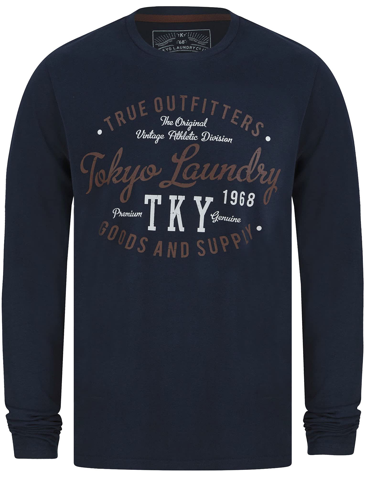 Tokyo Laundry Stare Motif Cotton Jersey Long Sleeve Top in Navy Marl S